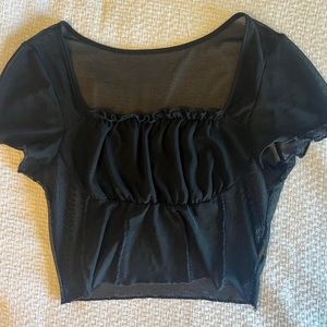 Mesh Black Ruched Top